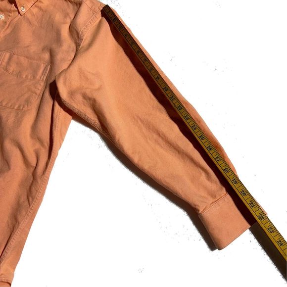 J McLaughlin Men's Peach Flip Cuff Button Down Shirt Size M 2Ply Cotton - Picture 7 of 8